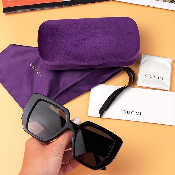 Gucci GG0956S 003 Sunglasses Black Gold Logo Women main image 8